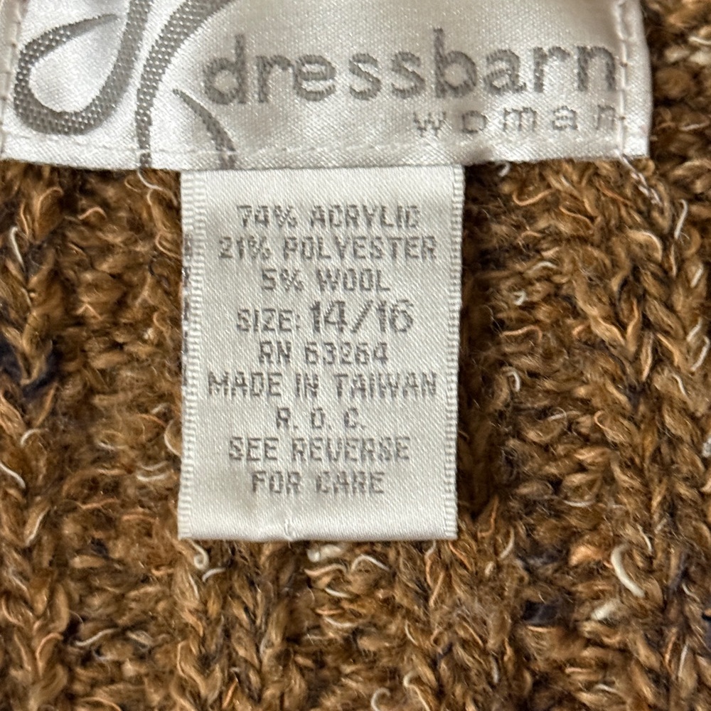 Vintage Cardigan full zip Dressbarn chunky Sweater size 14-16 - Picture 3 of 7
